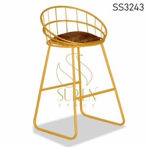Golden Finish Upholstered Seating Bar Chair
