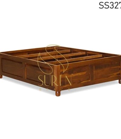 Honey Finish Solid Wood Box Bed Design