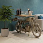 Silver Antique Finish Automobile Theme Wine Cabinet