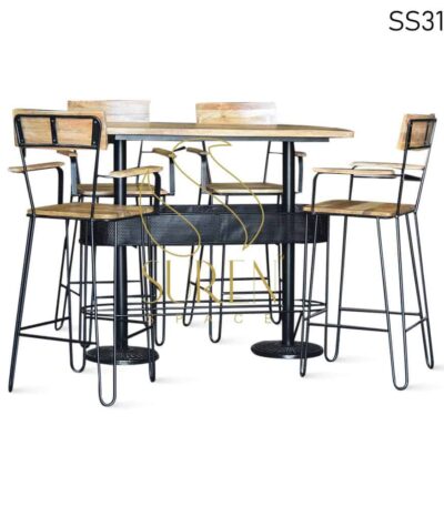 Industrial Theme Four Seater Brewery Dining Set