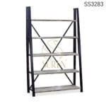 Industrial White Distress Shelves Bookcase