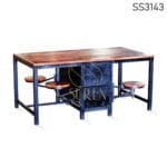 Iron Wooden Folding Seating Dining Table