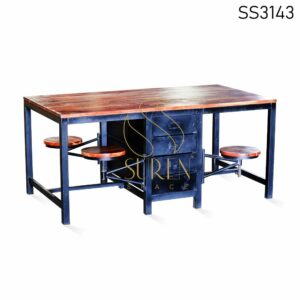 Iron Wooden Folding Seating Dining Table