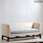 Jute Duel Fabric Solid Wooden Base Sofa