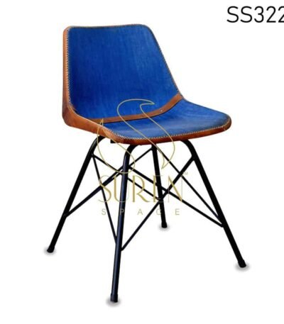 Leather Jeans Metal Frame Chair