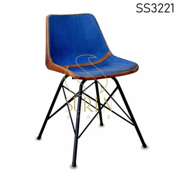 Leather Jeans Metal Frame Chair