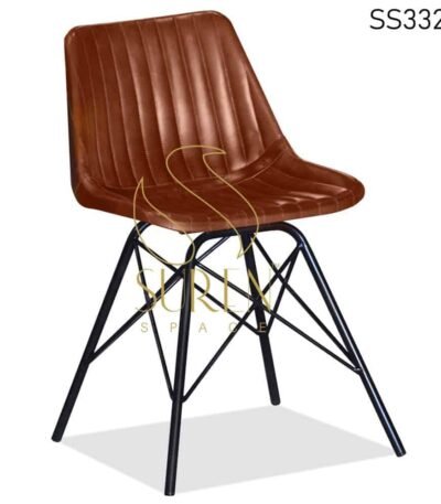 Leather with Metal Stand Restaurant Chair