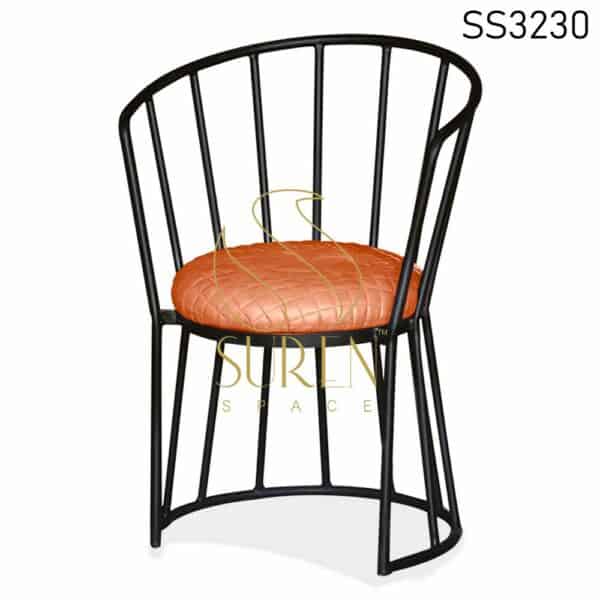 Metal Frame Leather Seat Restaurant Chair