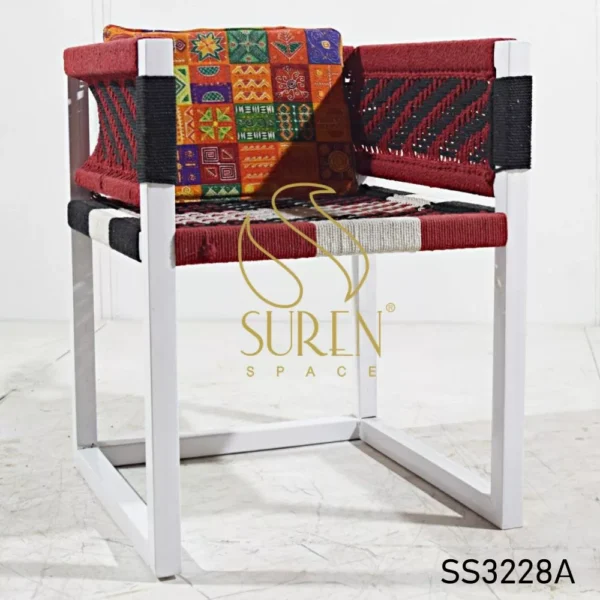 Metal Frame Rope Work Colorful Chair