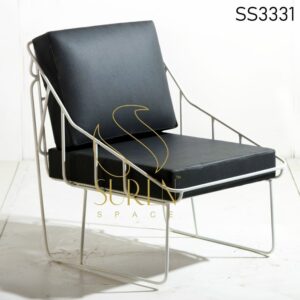 Metal Leatherette Seat-Back Outdoor Chair