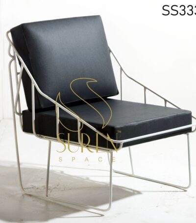 Metal Leatherette Seat-Back Outdoor Chair