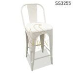 Powder Coated White Metal Bar Chair