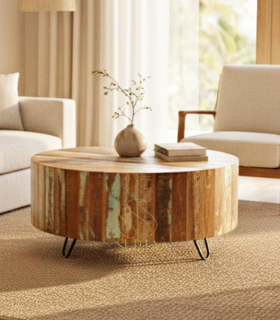 Round Reclaimed Wood Coffee table