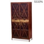 Rustic Finish Mesh Design Display Unit Cum Almirah