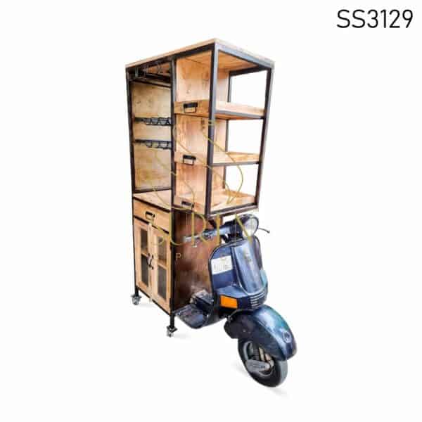 Scooter Display Cum Bar Cabinet With Wooden Work