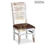 Solid Wood Distress Leatherette Chair