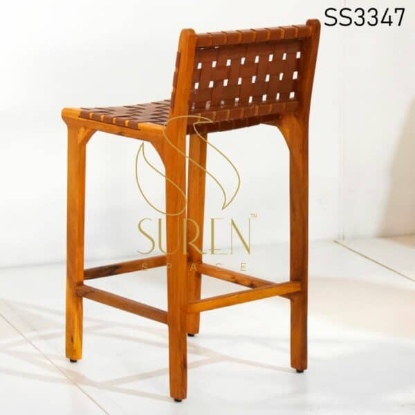 Solid Wood Leather Strip Pub Chair (2)