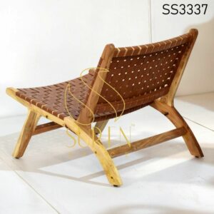 Solid Wood Leather Strip Resort Rest Chair (1)