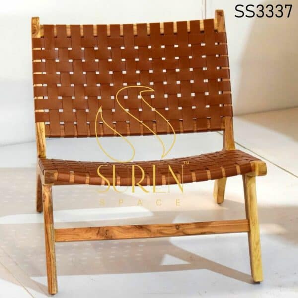 Solid Wood Leather Strip Resort Rest Chair (3)
