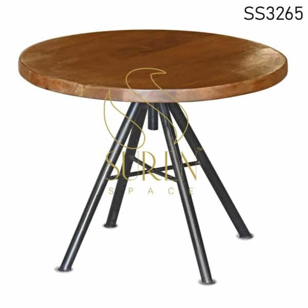 Solid Wood Round Industrial Table