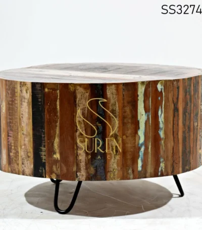 The Reclaimed Round Iron Leg Center Table