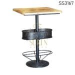 Unfinished Mango Wood top with Ms & Casting Base Bar Table