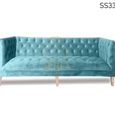 Velvet Fabric Solid Wooden Base Sofa Design