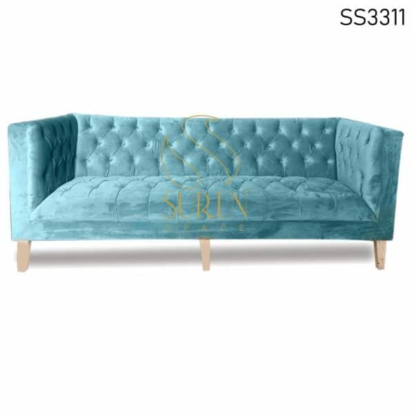 Velvet Fabric Solid Wooden Base Sofa Design