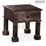 Walnut Finish Solid Wood Side Table