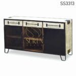 White Distress Metal Finish Sideboard Design