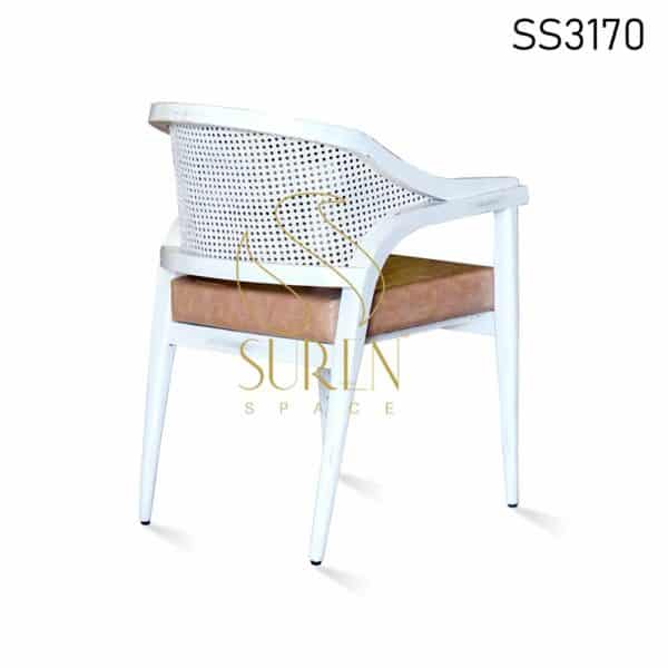 White Golden Distress leatherette Cane Accent Chair White Golden Distress leatherette Cane Accent Chair 2