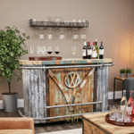 Iron Wooden Automobile Theme Bar Counter