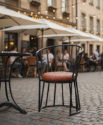 Metal Frame Leather Seat Restaurant Chair