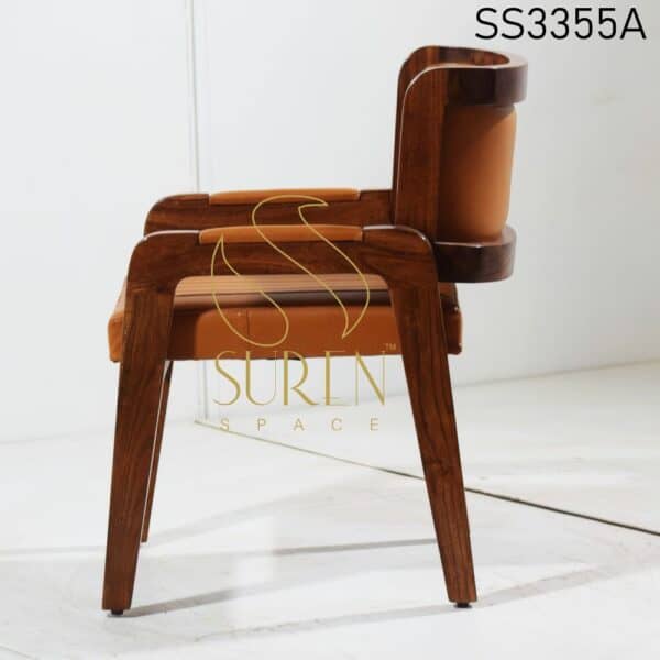 Solid Wood Leatherette Premium Looking Dining Chair Premium Luxury Restaurant Chair 2