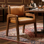 Solid Wood Leatherette Premium Looking Dining Chair