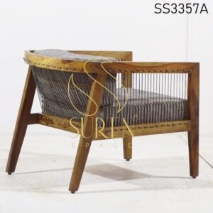 Home furniture Solid Wood Weaving Work Accent Chair 2