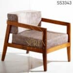 Teak Finish Solid Wood Hotel Lobby Chair
