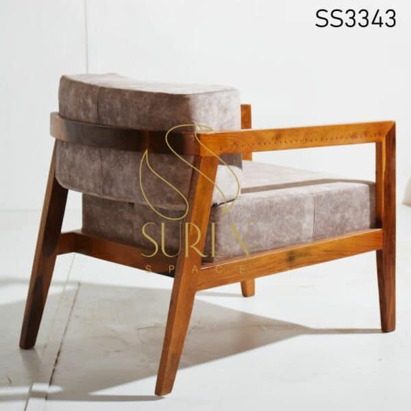 Teak Finish Solid Wood Hotel Lobby Chair (2)