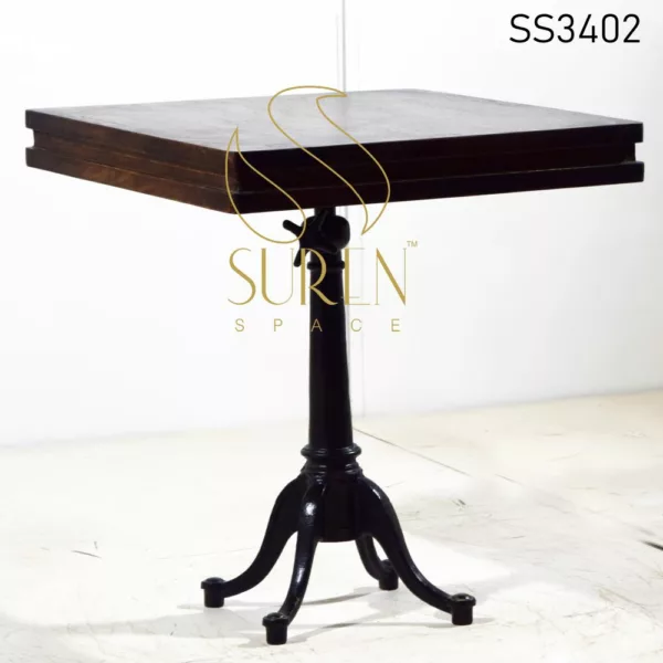 Cast Iron Height Adjustable Square Table Cafe Design