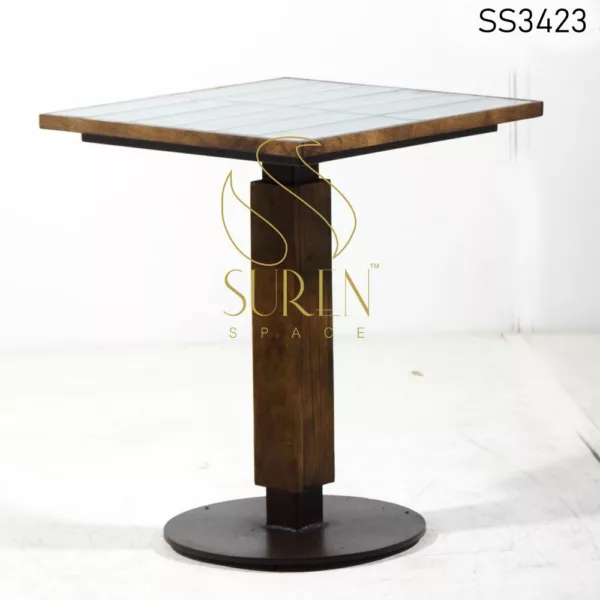 Ceramic Tile Solid Wood Metal Wood Bistro Table