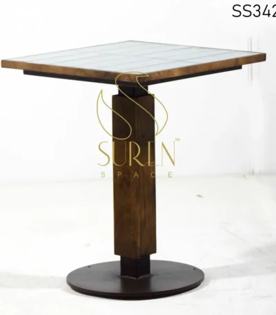 Ceramic Tile Solid Wood Metal Wood Bistro Table