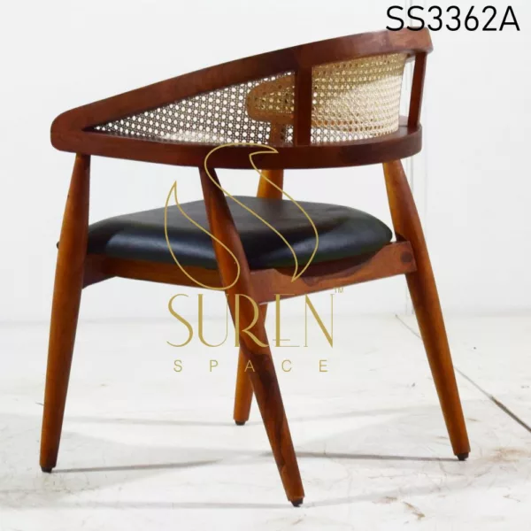 Curve Wooden Cane Leather Seating Accent Chair Curve Wooden Cane Modern Accent Chair 2 jpg