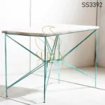 Distress Metal Solid Wood Top Sleek Table