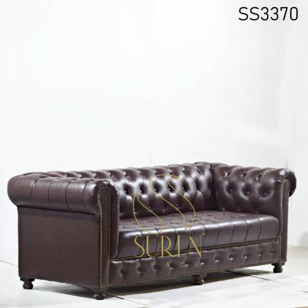 Duel Tufted Leatherette Chesterfield Sofa