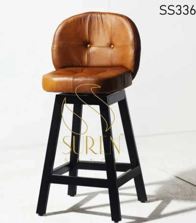 Leather Seating Metal Base Revolving Pub Chair