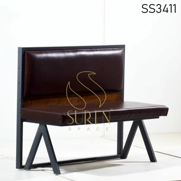 Metal Base Leatherette Industrial Bench Design