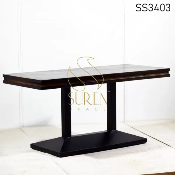 Solid Wood Metal Base Contemporary Restaurant Table