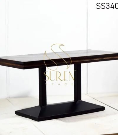 Solid Wood Metal Base Contemporary Restaurant Table