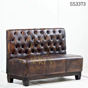 Tufted Back Wooden Legs Leather Hospitality Sofa