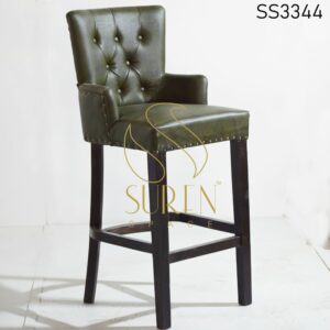 Tufted Round Back Leatherette Pub Chair